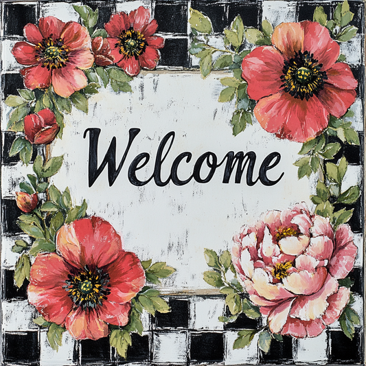 French Country Inspired Everyday floral welcome sign