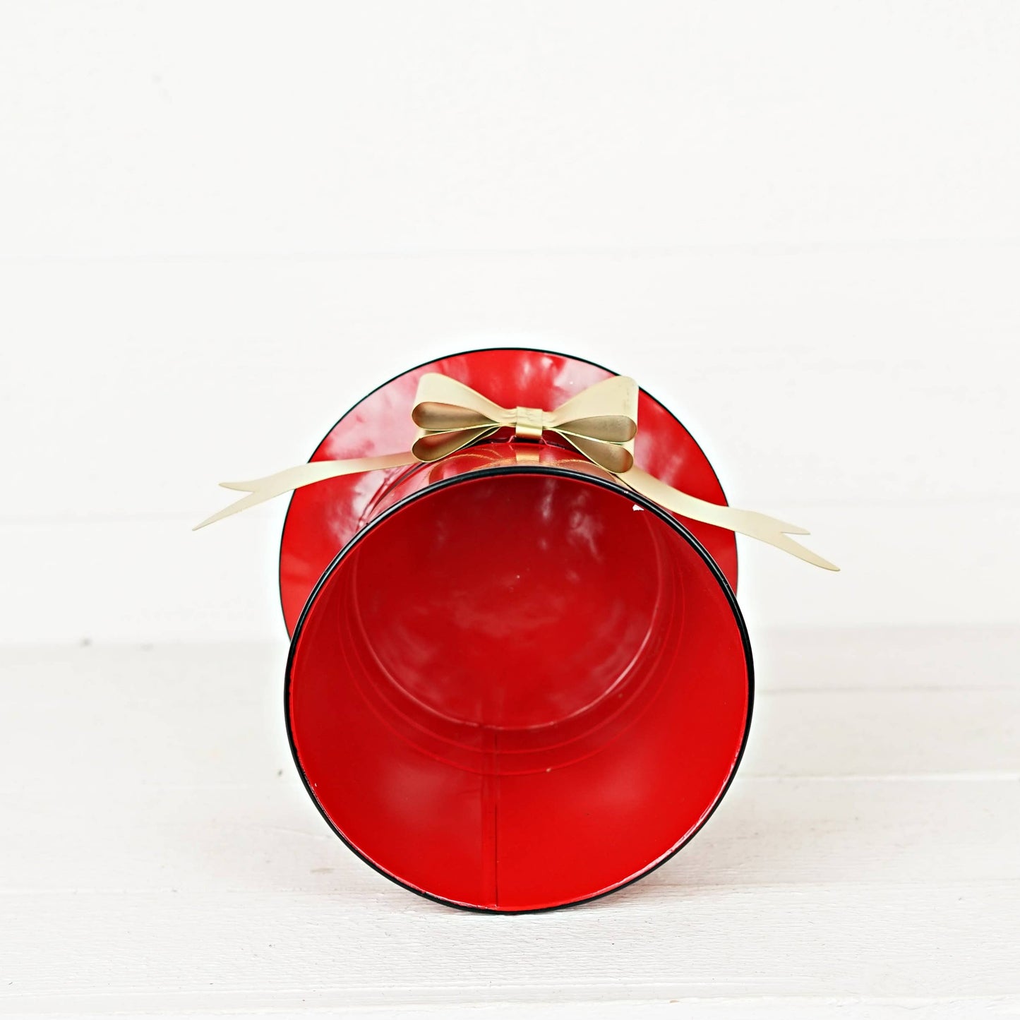 Holiday Red Tophat Metal Bucket-7H x 8D