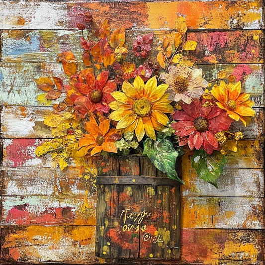 Fall sign for crafting, fall wreath sign, fall wall decor, traditional fall colors, sunflowers, daisies, rustic