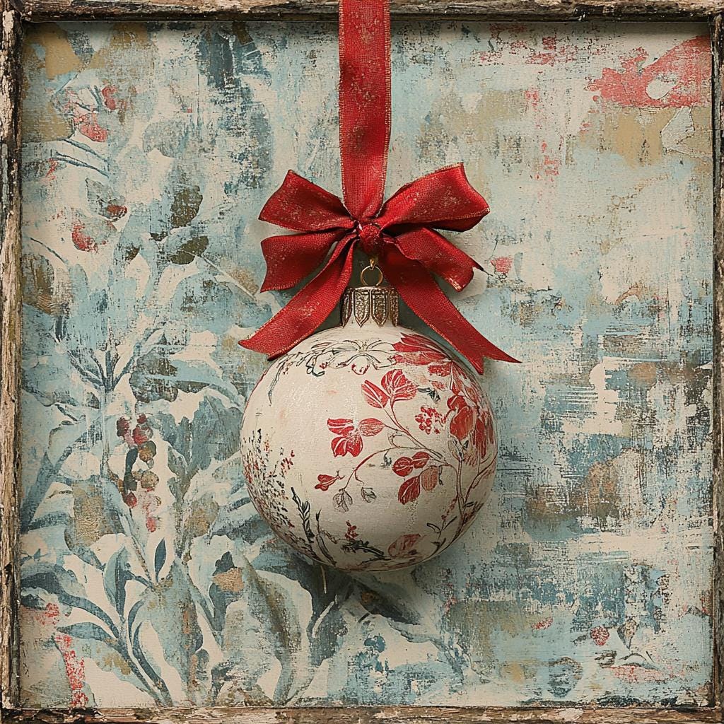 Christmas Ornaments sign for crafting, winter wreath sign, Christmas wall decor,  door decor, chinoiserie