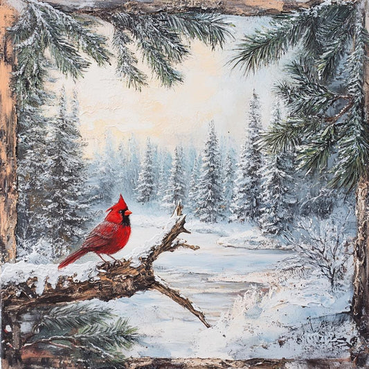 Christmas sign for crafting, Christmas wreath sign, Christmas wall decor, red bird, rustic winter scene, cardinal