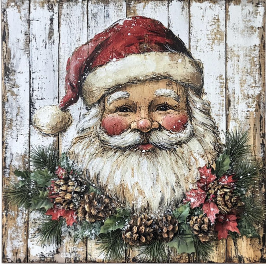 Christmas sign for crafting, Christmas wreath sign, Christmas wall decor, vintage Santa clause, primitive Mr. Claus