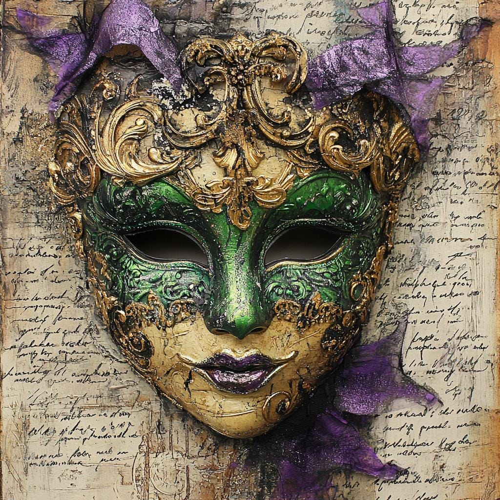 Mardi Gras sign for crafting and wreath making, Mardi Gras wreath, purple, gold and green, Mardi Gras mask