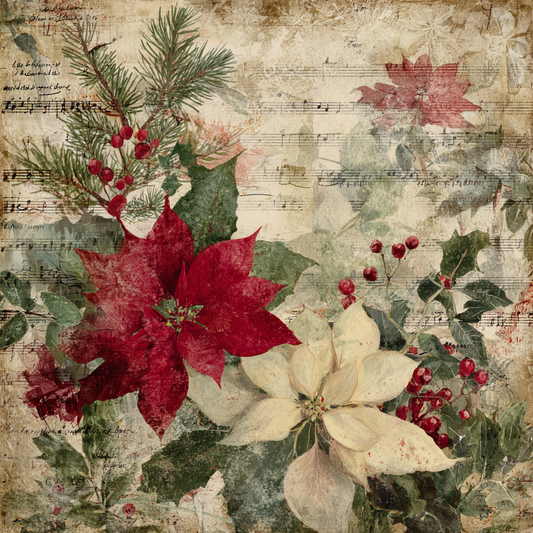 Vintage Christmas florals and Holiday Music
