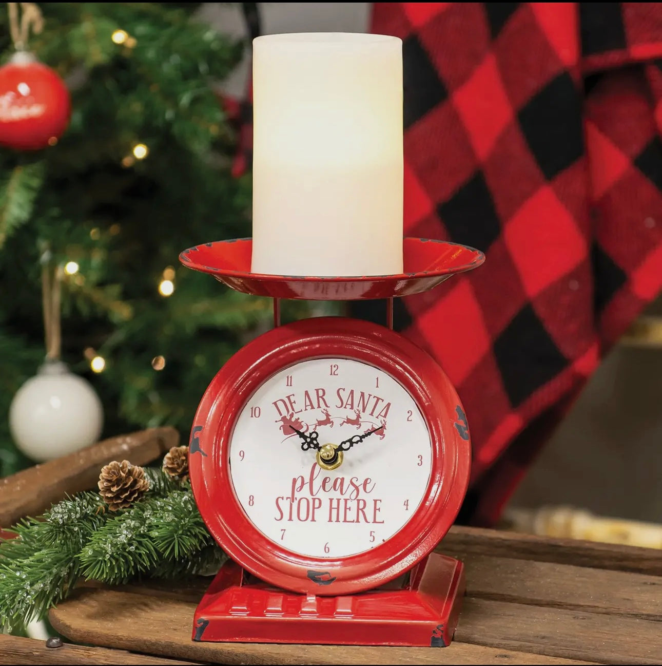 Vintage Dear Santa Old Town Scale Clock