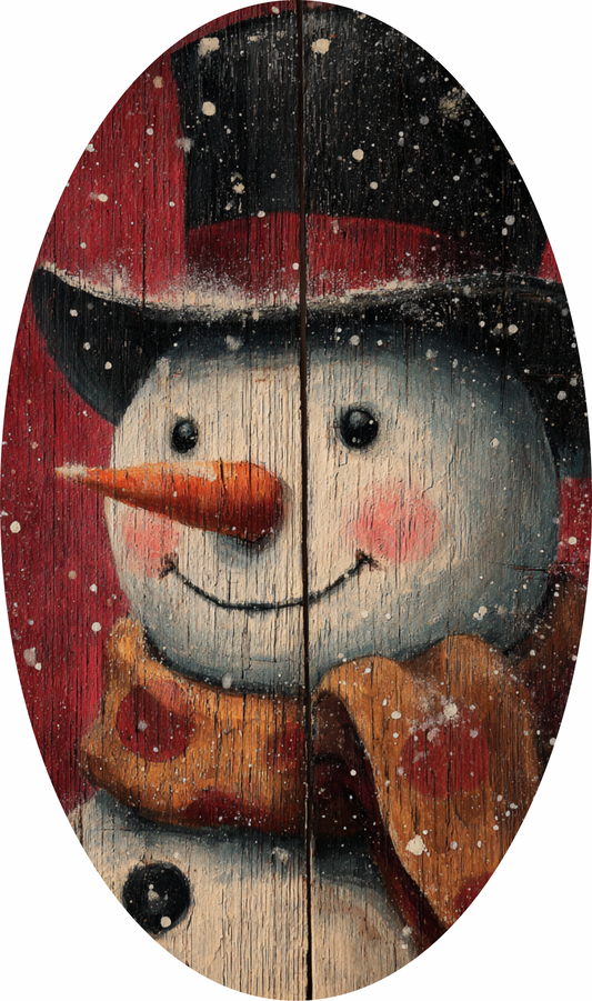 Rustic Mr. Snowman, Oval Sign