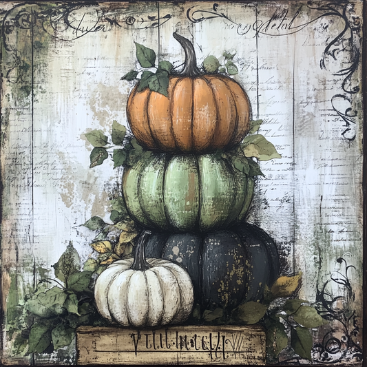 Traditional Fall Pumpkin Topiary sign for crafting, fall wreath sign, fall wall decor
