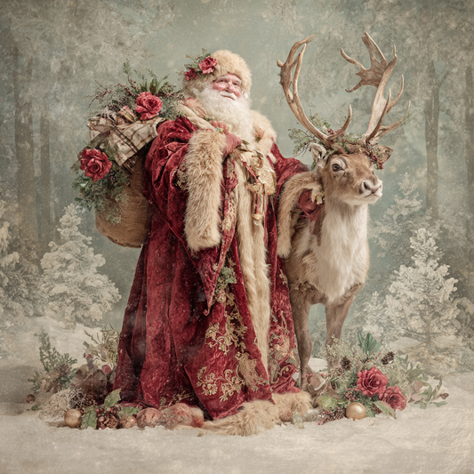 Vintage Santa Claus and Reindeer