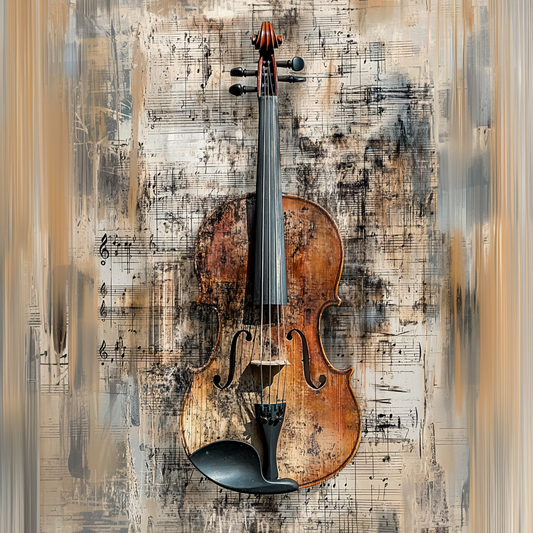 Violin & Sheet music rustic Mixed Media Print