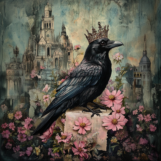 Fantasy Raven wreath sign,  wall decor, Halloween decor with Raven