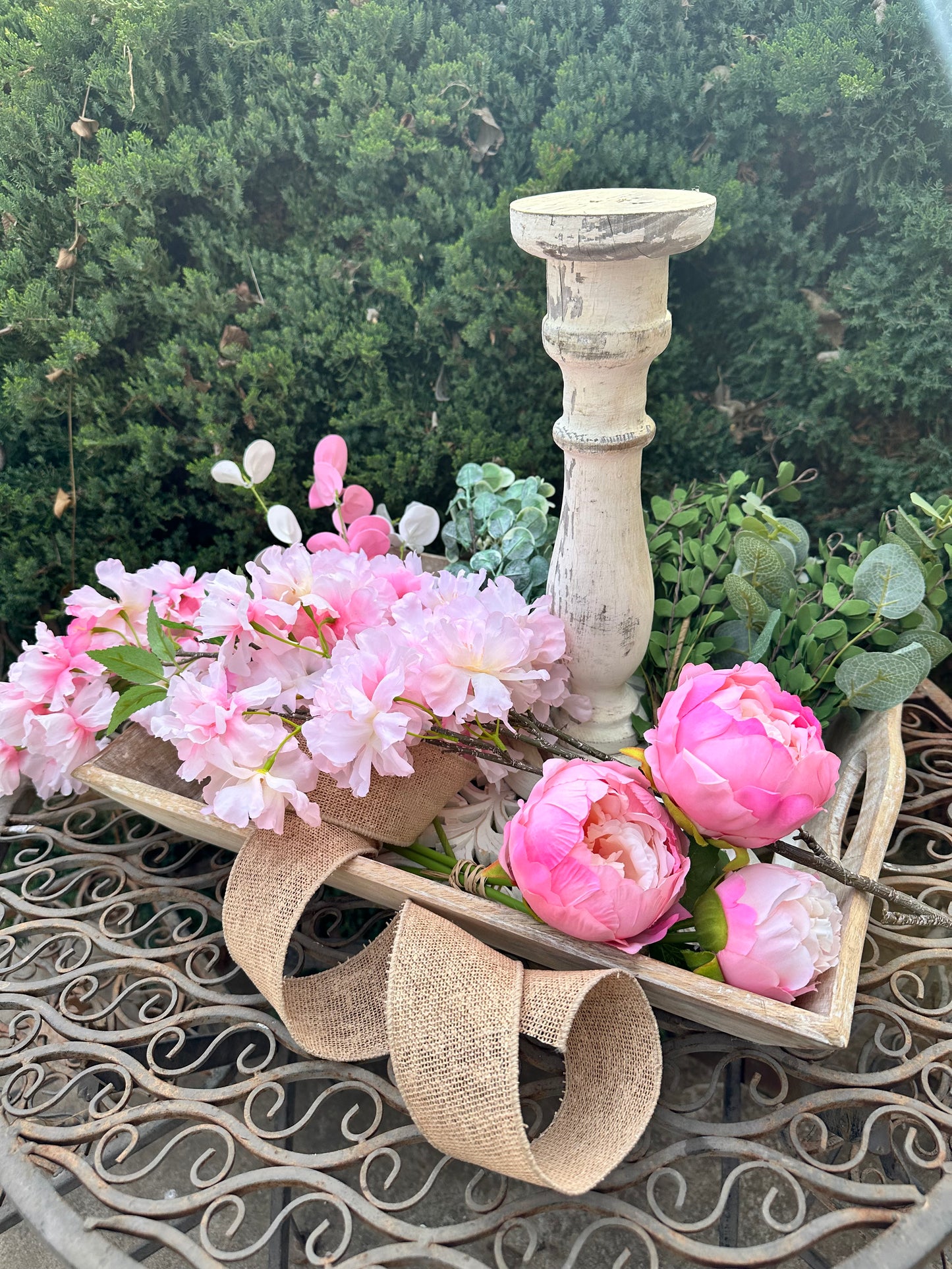Cherry Blossoms Candle Stick Arrangement