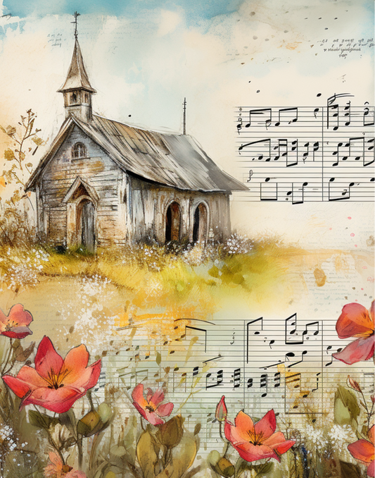 Rustic Church with Wild Flowers
