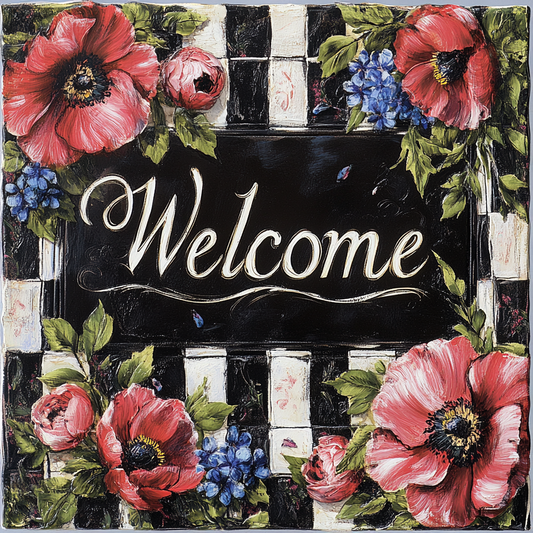 French Country Inspired Everyday floral welcome sign