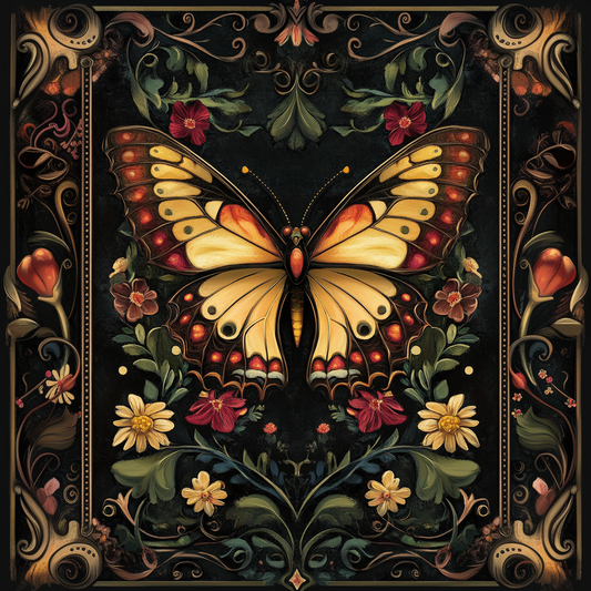 Garden Flowers and Butterflies Print