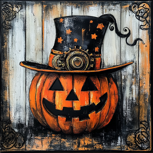 Halloween sign for crafting, steampunk wreath sign, spooky wall decor, Jack-o-lantern decoration