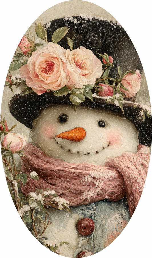 Mrs. Snowman with flowers, Oval Sign