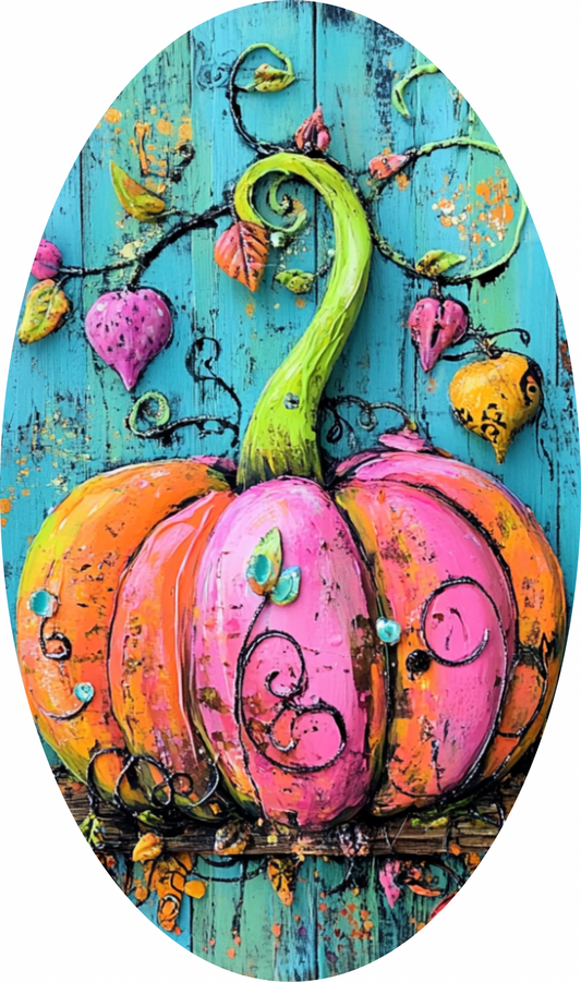 Fall Whimsical Pumpkin, Oval Sign