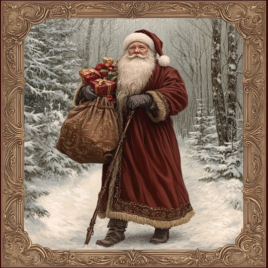 Traditional Christmas sign for crafting, Christmas wreath sign, Christmas wall decor, vintage Santa clause, old world Santa, Victorian postcard