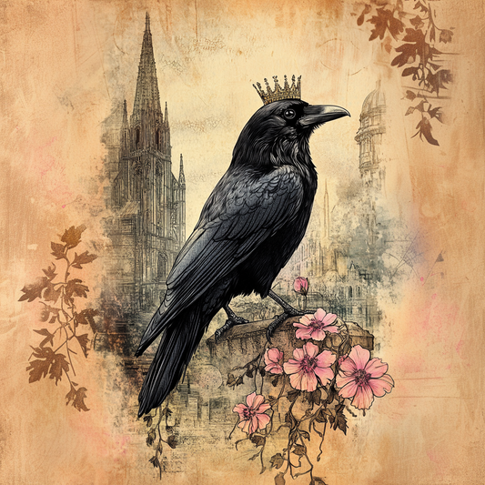 Fantasy King Raven soft colors wreath sign,  wall decor, Halloween decor with Raven