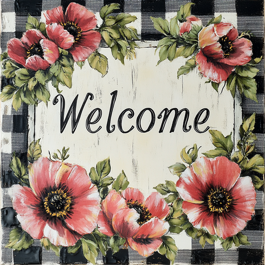 French Country Inspired Everyday floral welcome sign