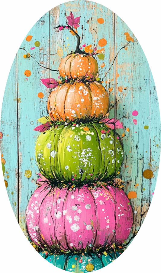 Fall Whimsical Pumpkin Topiary , Oval Sign