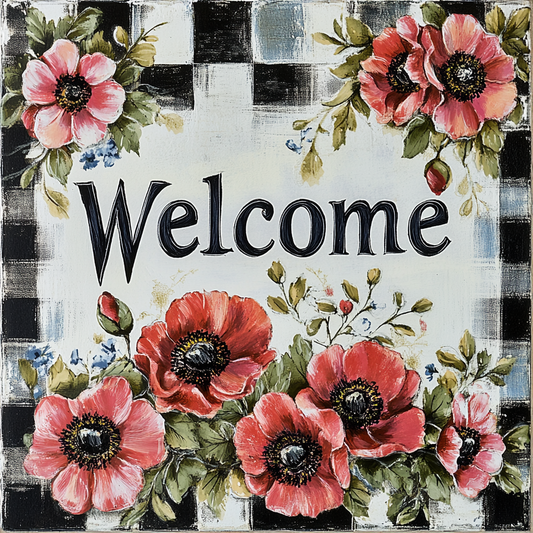 French Country Inspired Everyday floral welcome sign