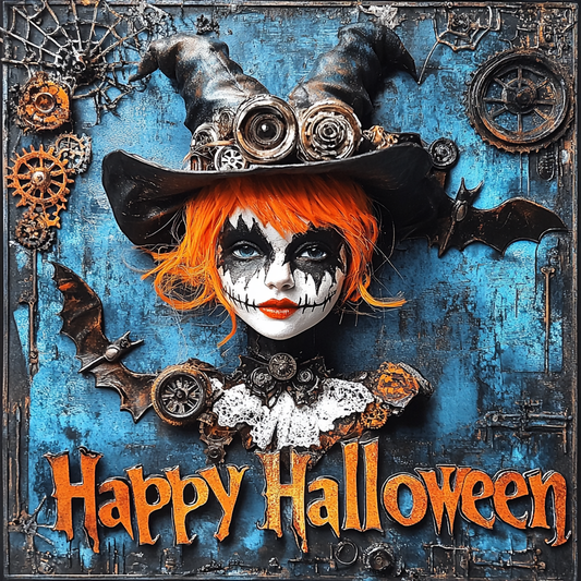 Happy Halloween sign for crafting, steampunk wreath sign, spooky wall decor