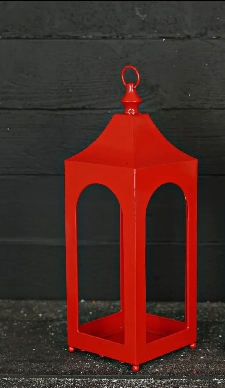 Red metal Lantern Kit with Deer