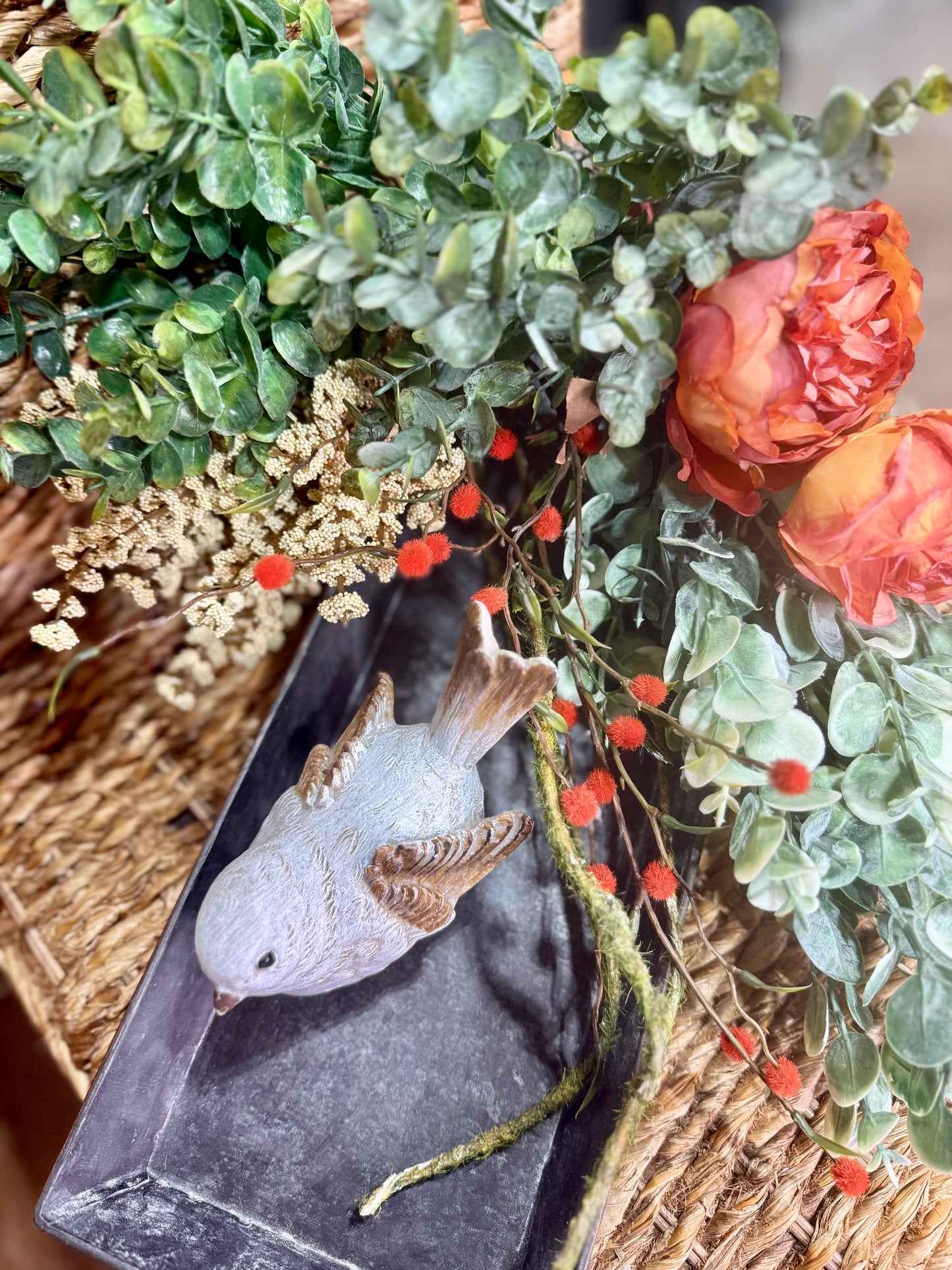 Vintage Pewter Tray with Bird Kit