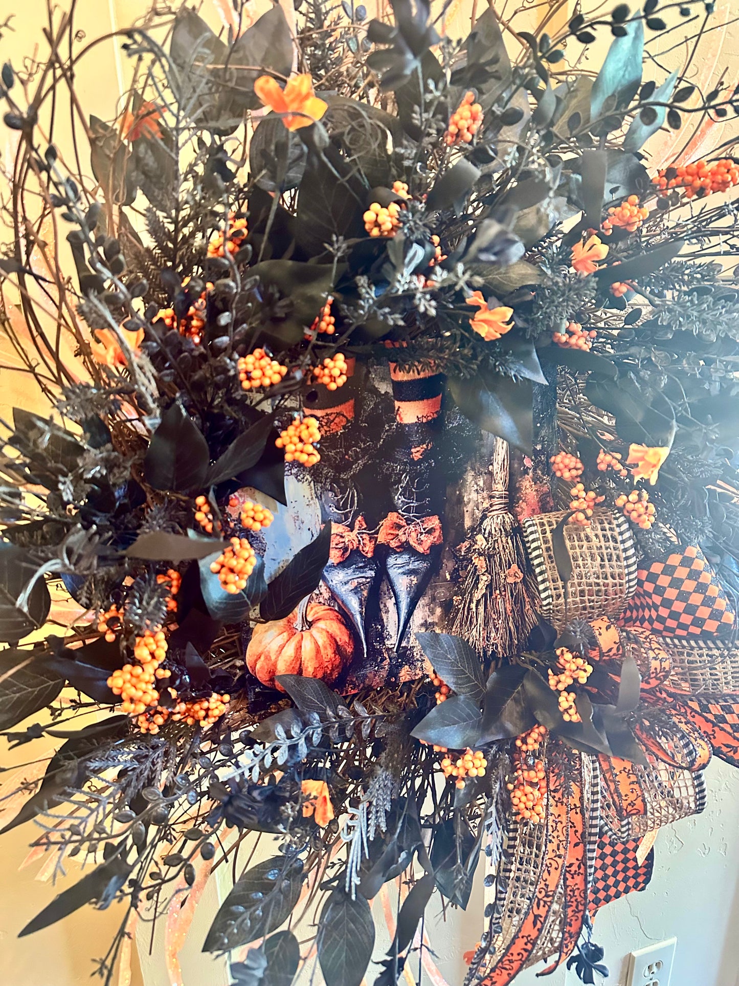Primitive witches boots wreath