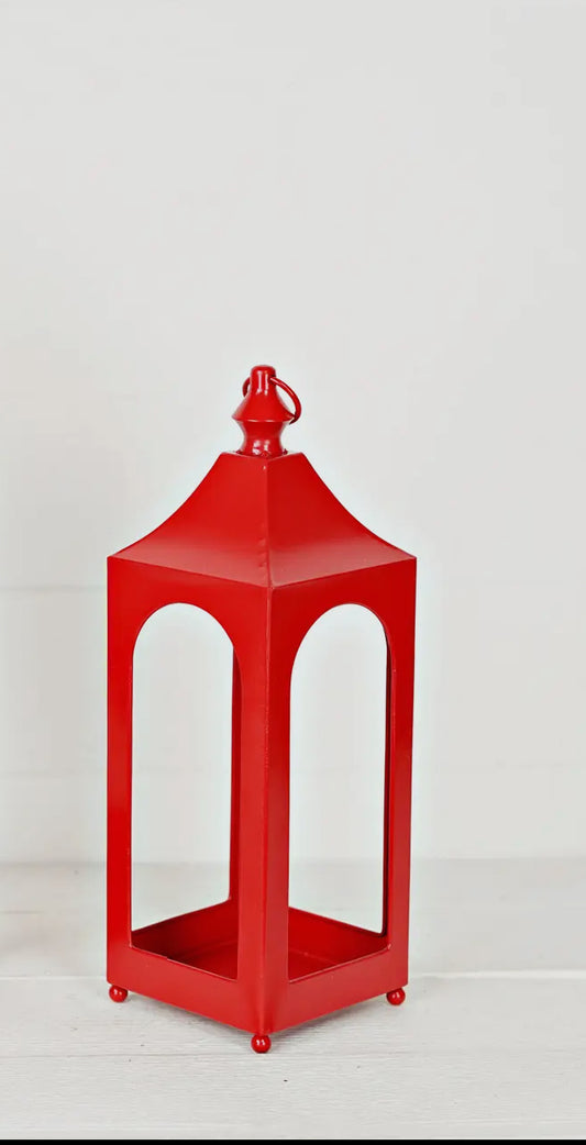 16” Red Metal Lantern