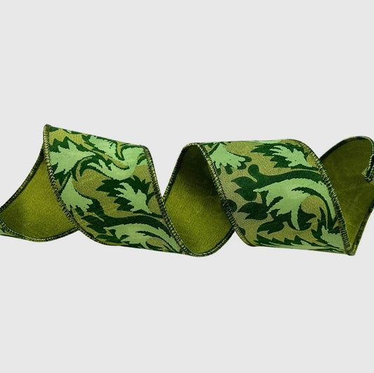 2.5”x10yd Elegant Acanthus Faux Canvas Ribbon