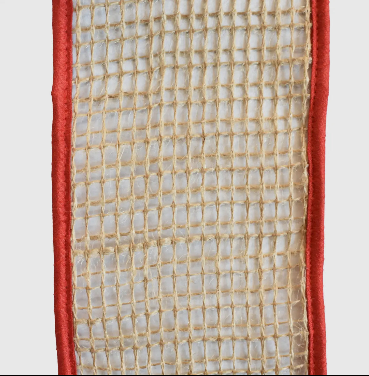 Open Weave jute 4” ribbon with Red trim