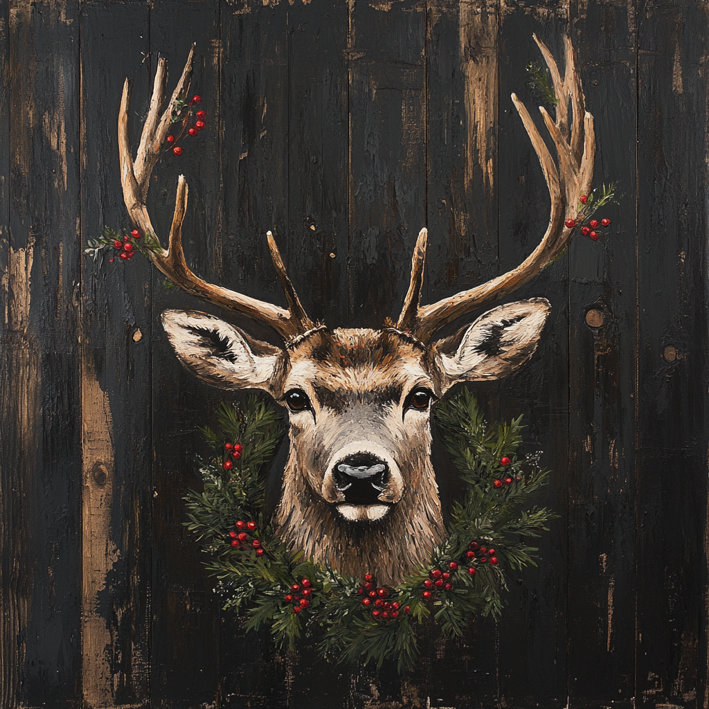 Rustic Christmas Deer sign