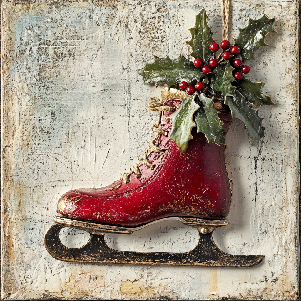 Red Vintage Ice Skate