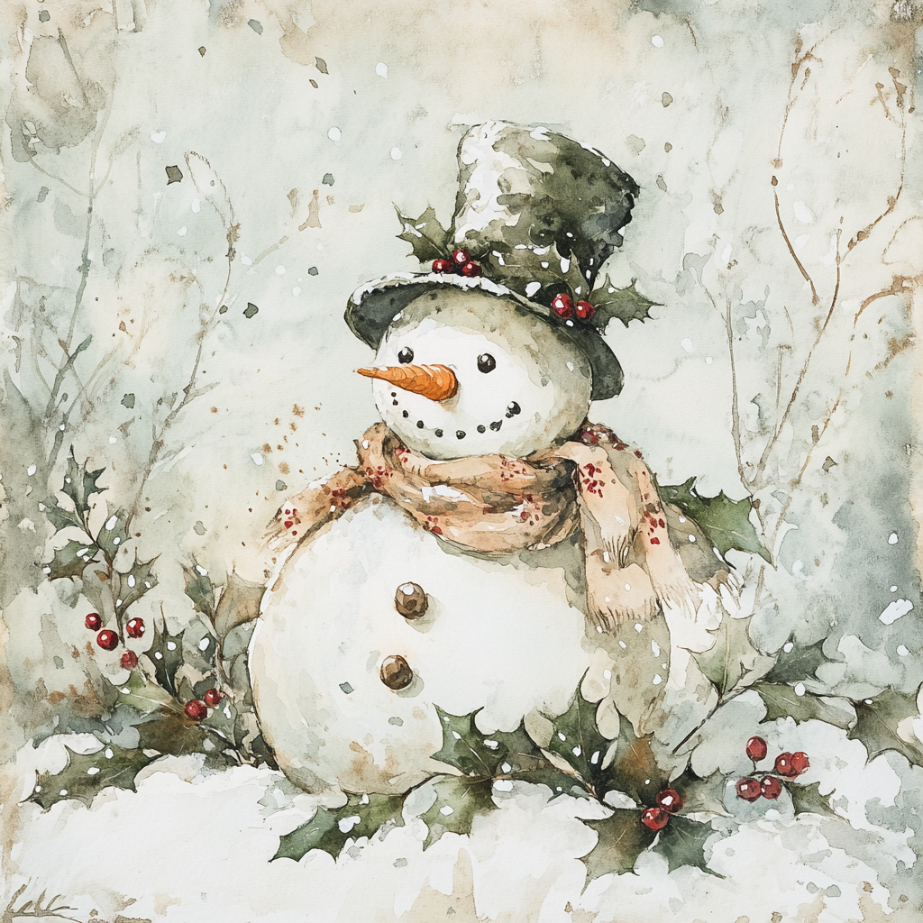 Watercolor Snowman sign