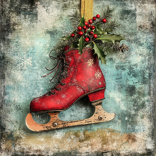 Red vintage ice skates