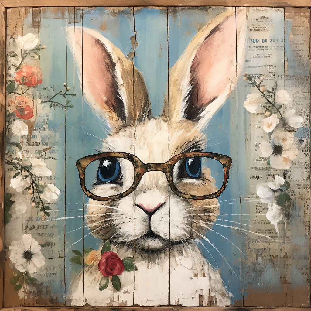 Whimsical Easter bunny with glasses