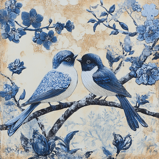 Chinoiserie birds on a branch