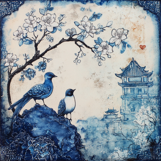 Chinoiserie landscape with birds