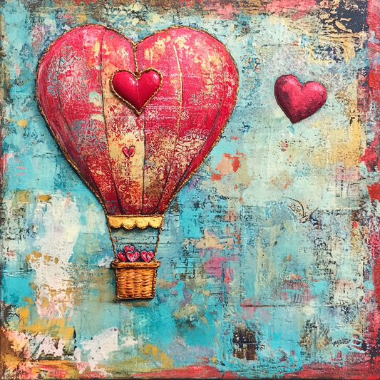 Valentine’s Day hot air balloon with hearts