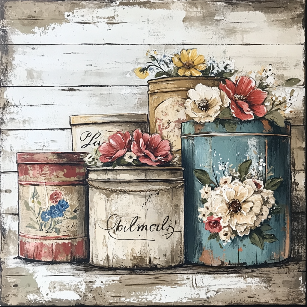 Vintage Farmhouse florals with vintage canisters
