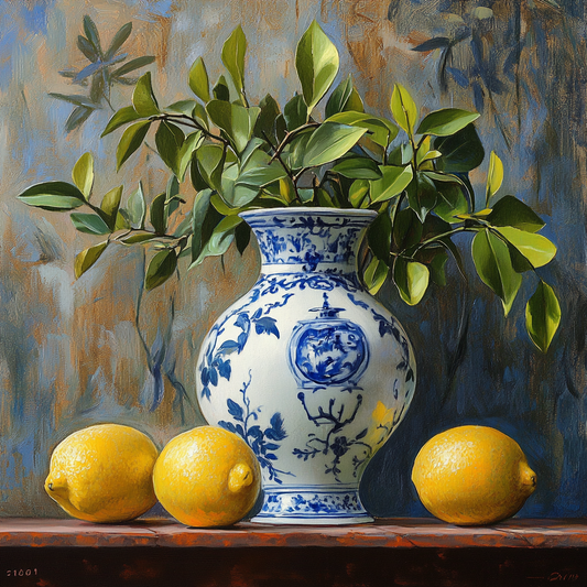 Chinoiserie Vase with Lemon Tree