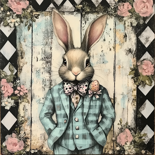 Turquoise and Harlequin Bunny