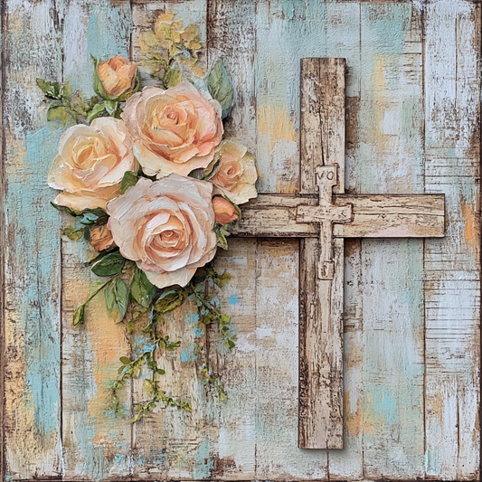 Rustic Cross with Roses