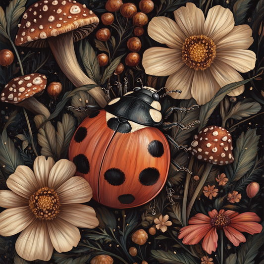Botanical Garden Mushroom and Lady Bug Print