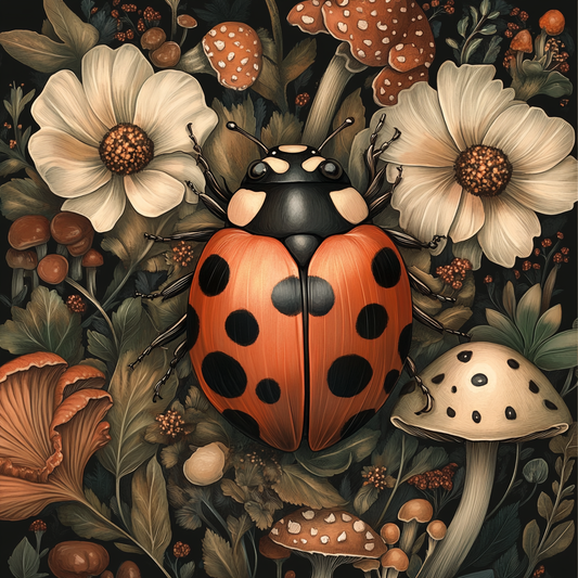 Botanical Garden Mushroom and Lady Bug Print