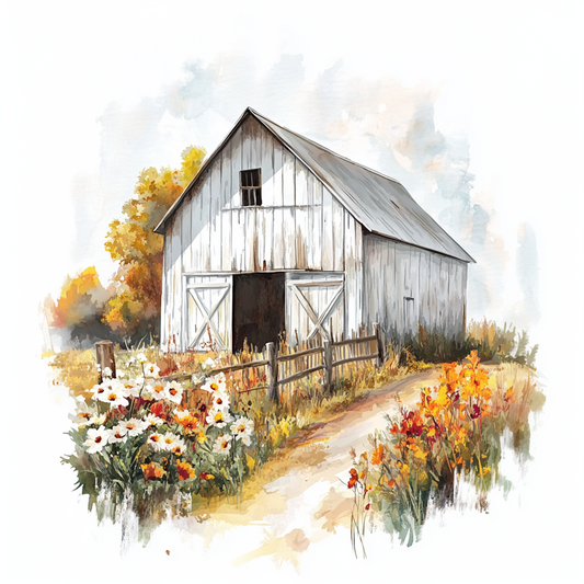 Rustic Barn and Summer Flowers
