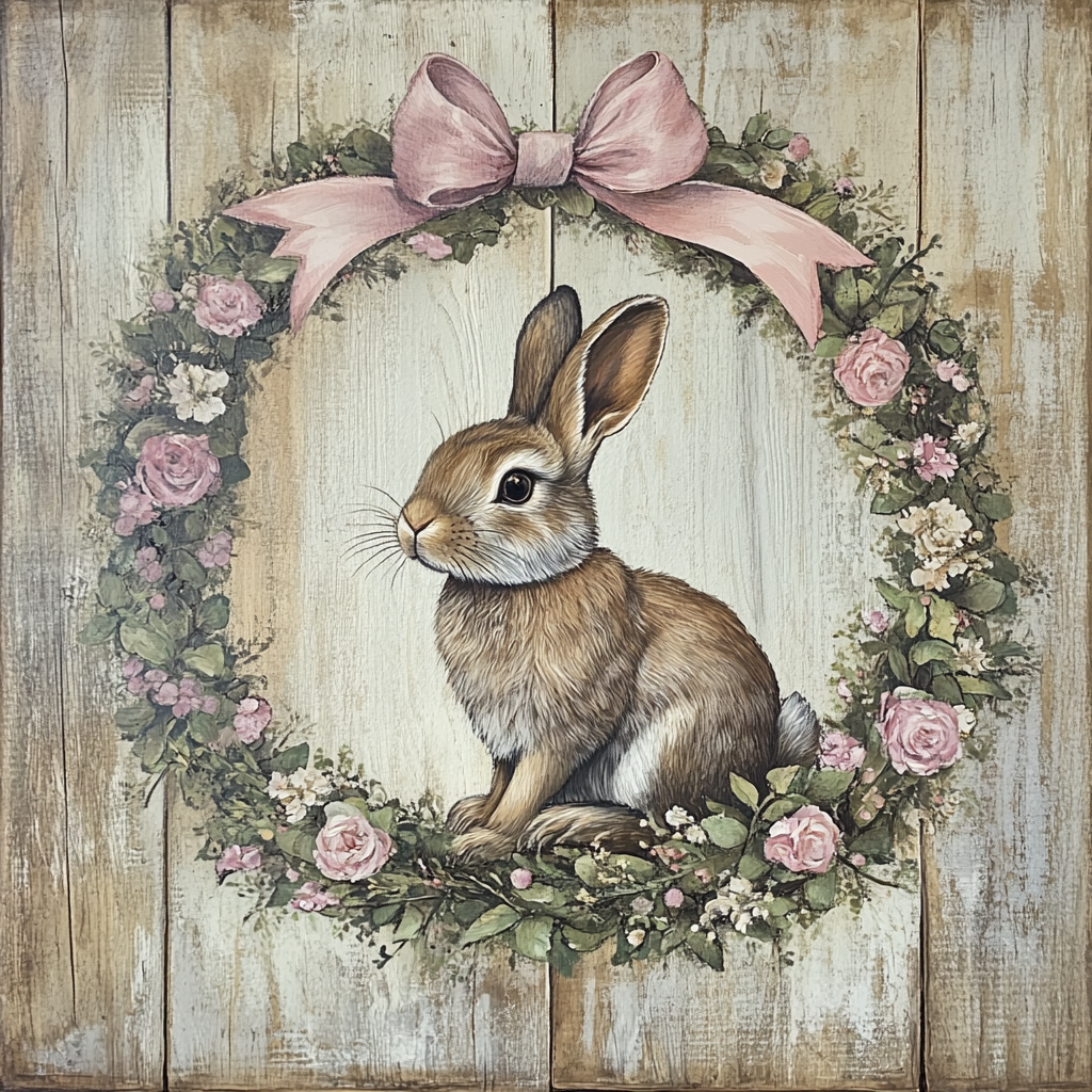 Springtime Bunny and Wreath