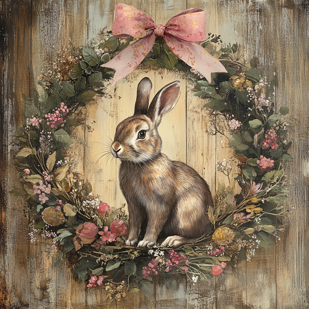 Rustic Springtime Bunny and Wreath